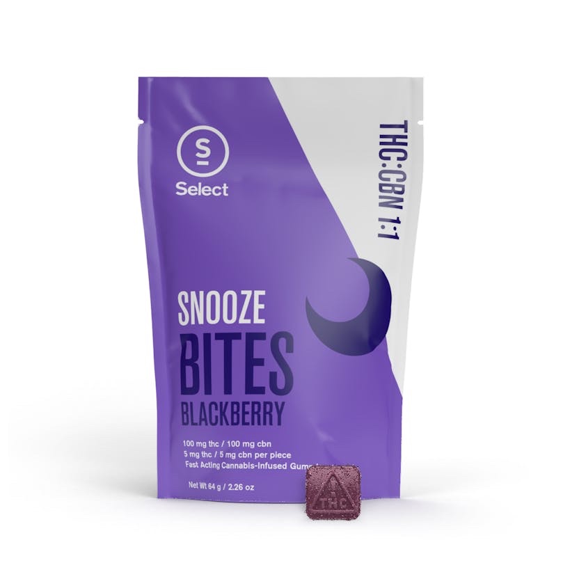 Select
Blackberry Snooze Bites 1:1 THC:CBN 20pk (100mg:100mg