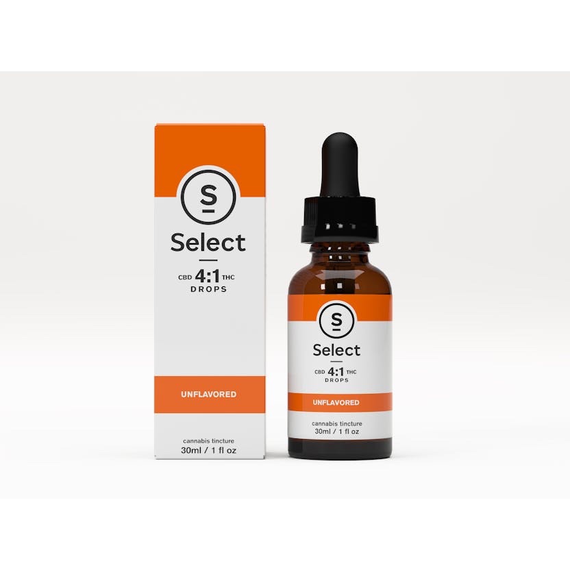 Select
Unflavored Drops 4:1 CBD:THC Tincture 800mg CBD / 200mg THC