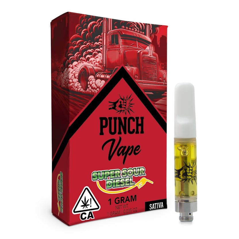 Punch Edibles & Extracts
Punch | Super Sour Diesel | 510 Distillate Vape Cart | 1g Sativa