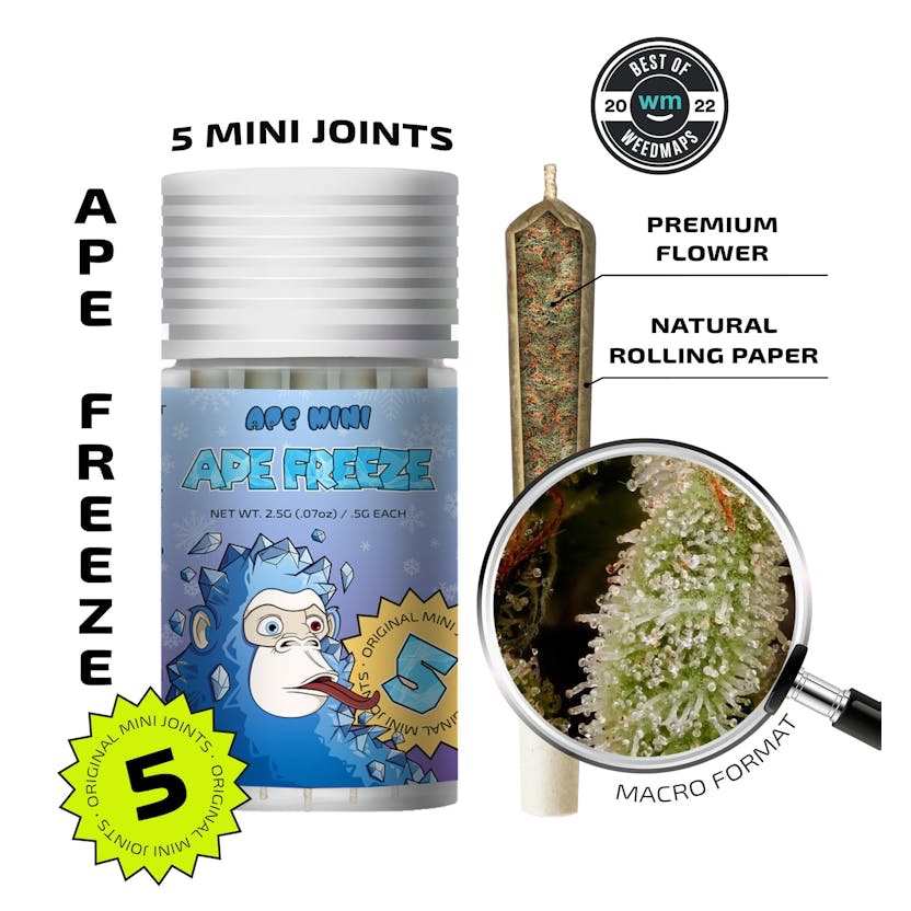 APE Premium Cannabis Corp
Ape Freeze — 5 original mini joints (2.5g | 0.5g each hybrid