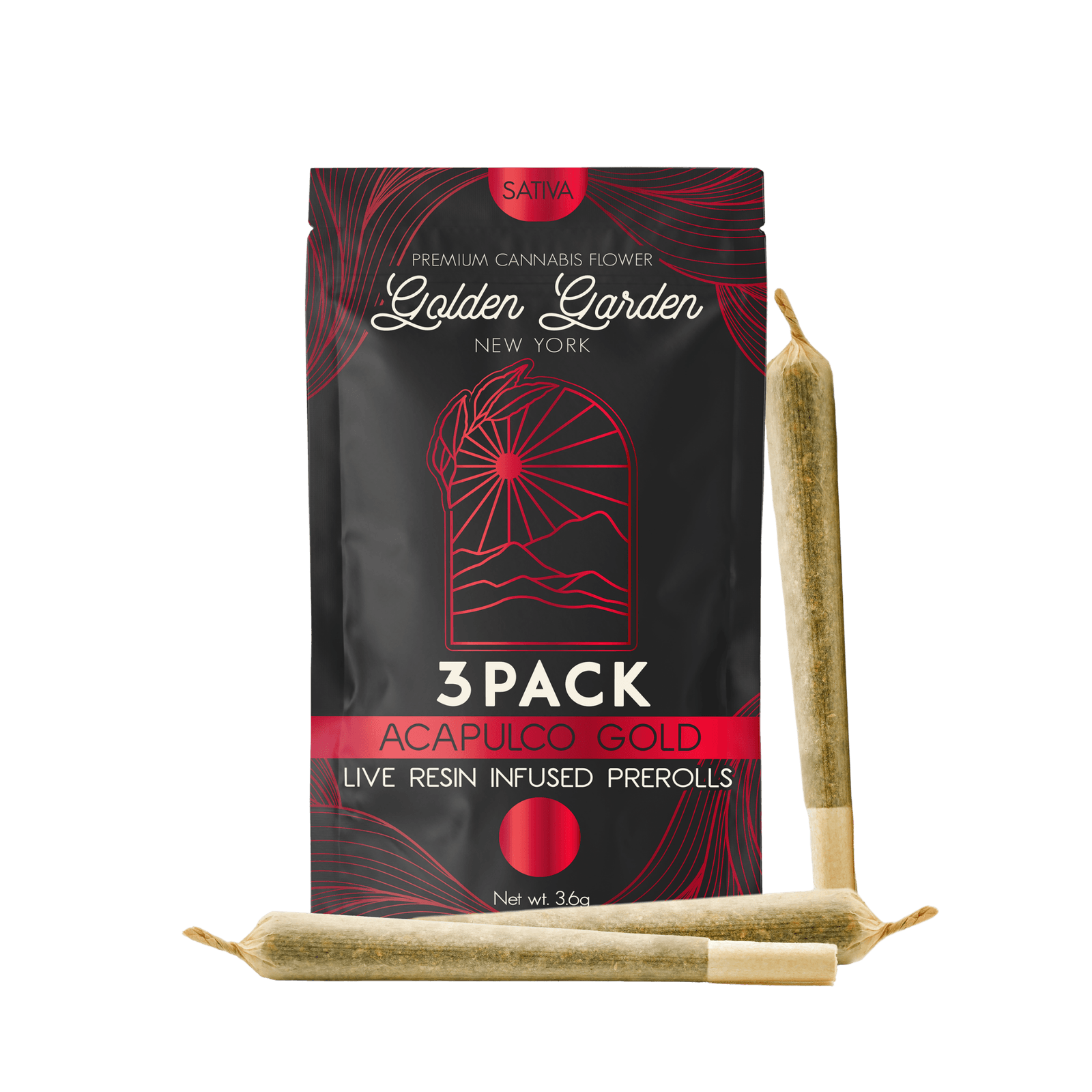 Golden Garden ACAPULCO GOLD 3-PACK LIVE RESIN INFUSED PRE-ROLL Sativa
