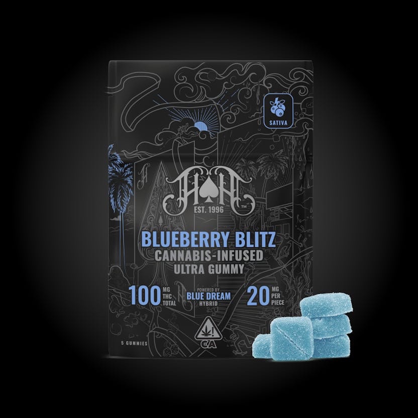Heavy Hitters
Ultra | Blueberry Blitz Gummies | 100mg | 5ct | 20mg/ea